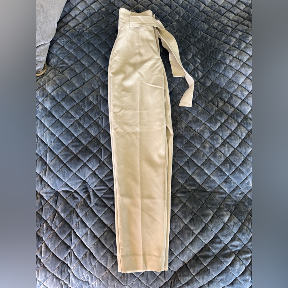 Zara Cream Belted Trousers High Waisted